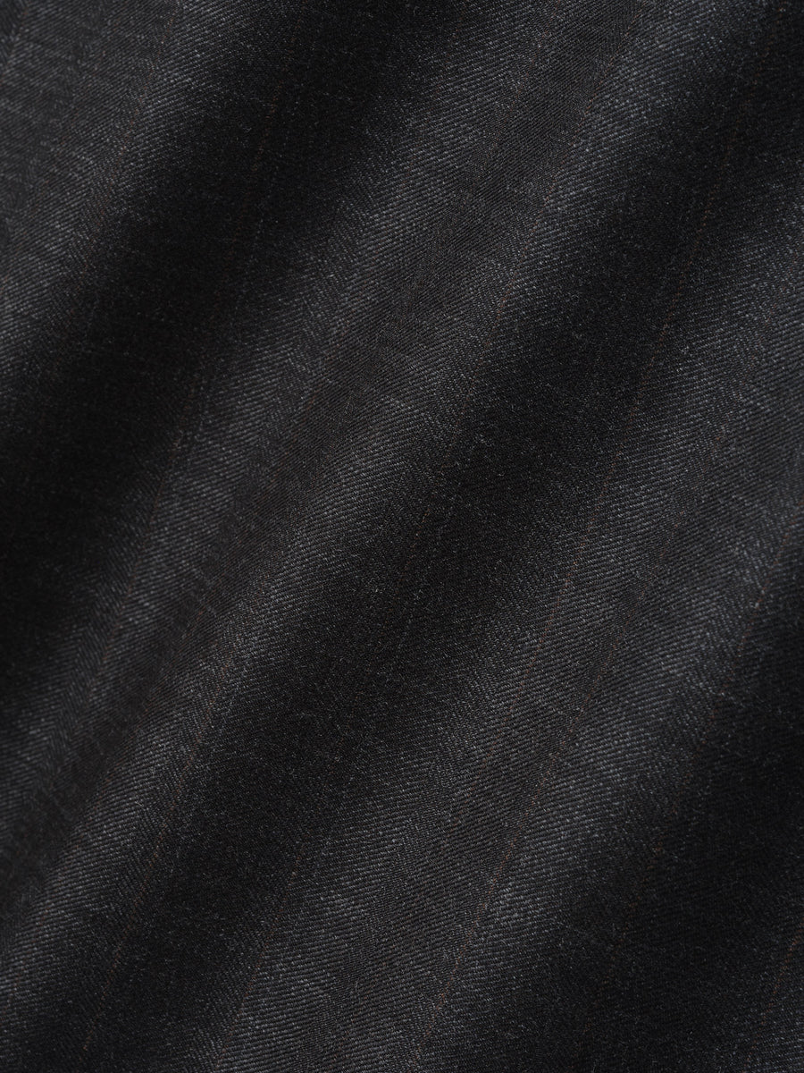 Grey Striped Wool Collarless Sport Jacket