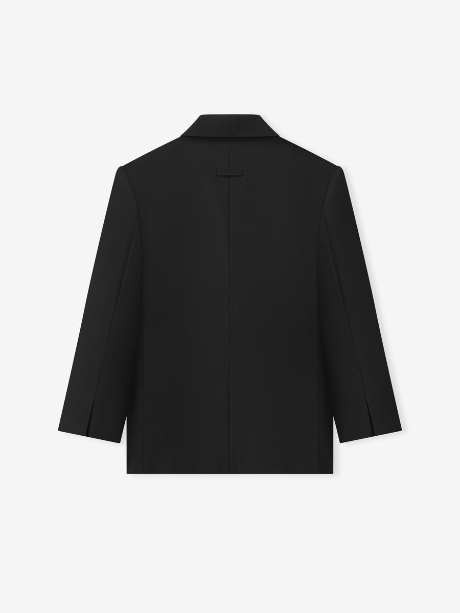 Double-Breasted Wool Poplin Shawl Collar Jacket