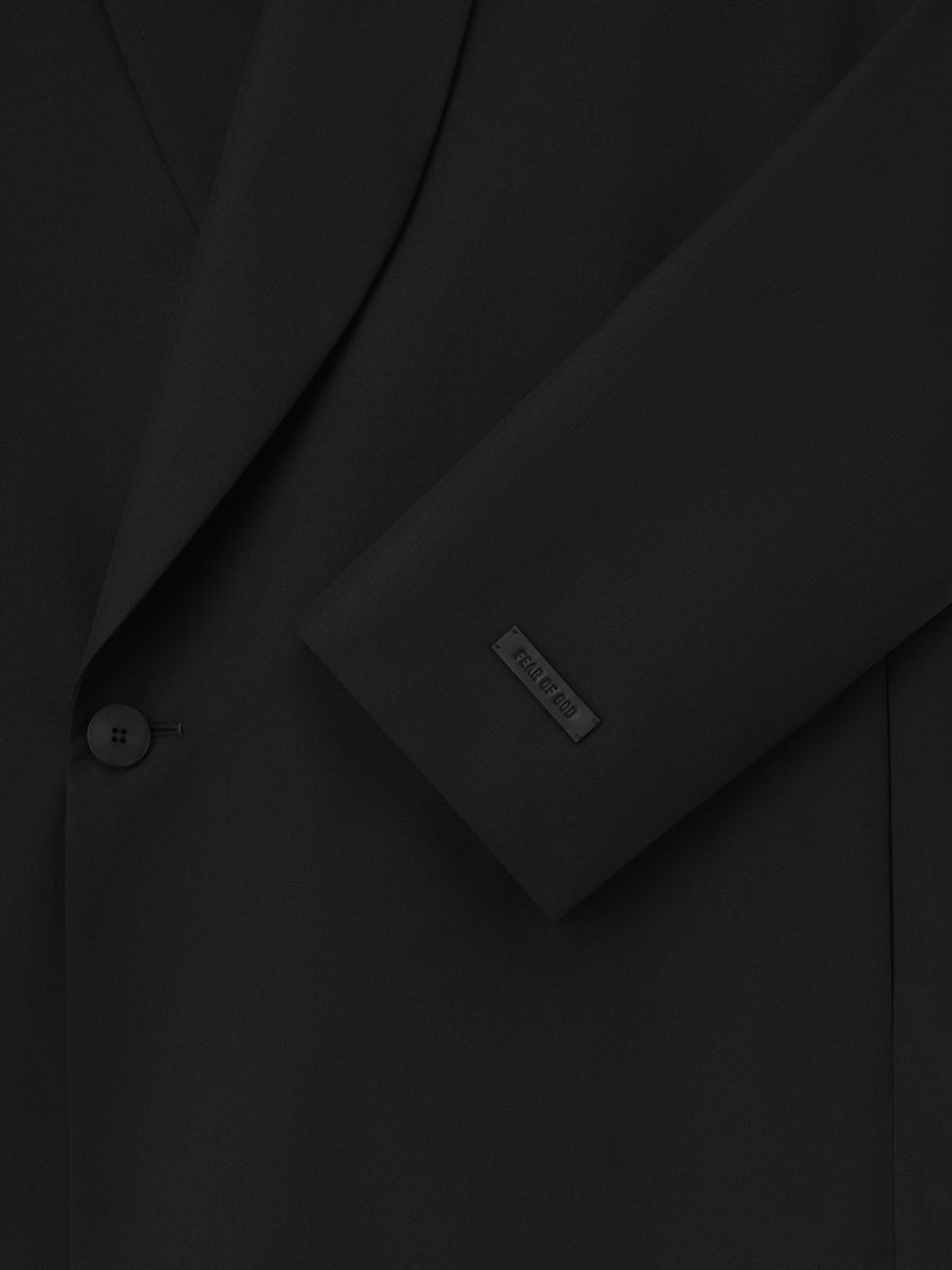 Double-Breasted Wool Poplin Shawl Collar Jacket