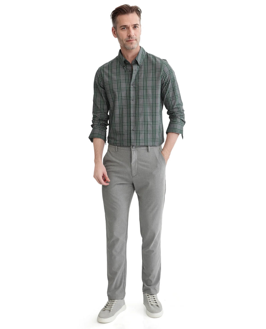 Rare Rabbit Men's Finster Green Cotton Checked Print Regular Fit Full Sleeve Button-Down Collar Shirt