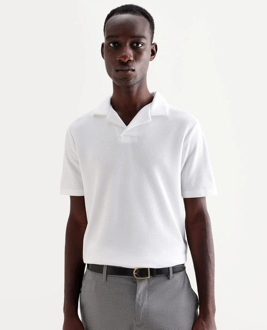 Rare Rabbit Men's Flen White Cotton Plain Regular Fit Half Sleeve Polo