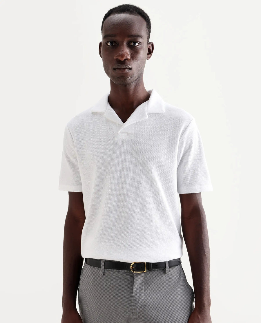 Rare Rabbit Men's Flen White Cotton Plain Regular Fit Half Sleeve Polo