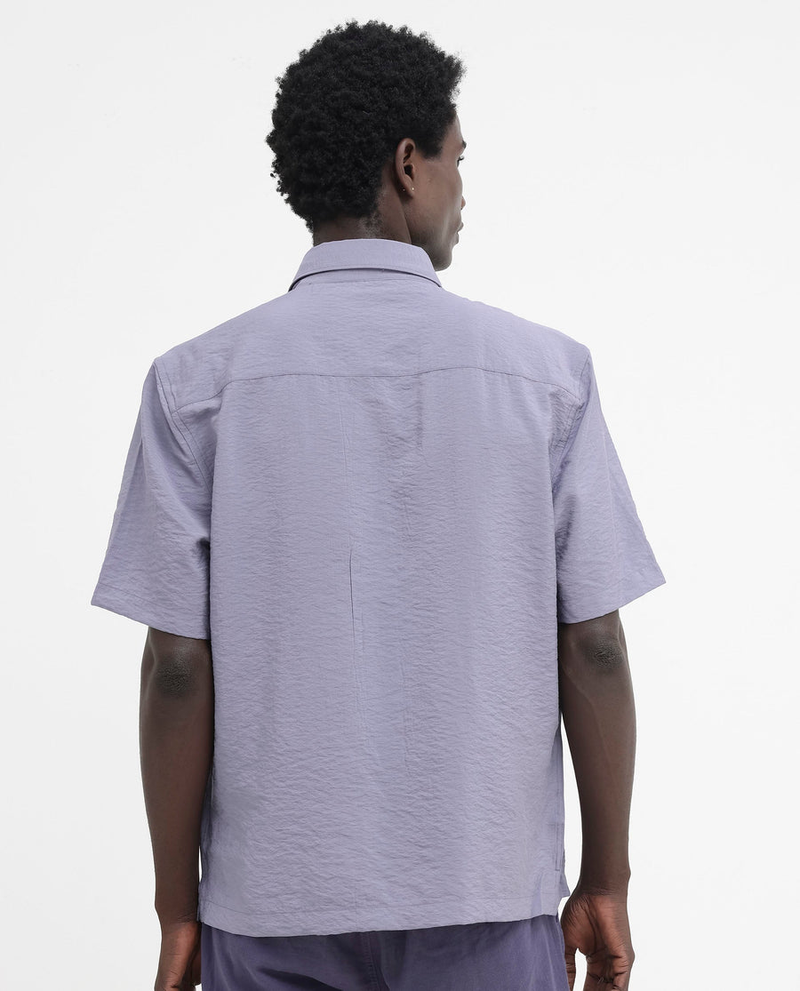 Rare Rabbit Men's Flo Dusky Purple Viscose Textured Boxy Fit Half Sleeve Collared Shirt