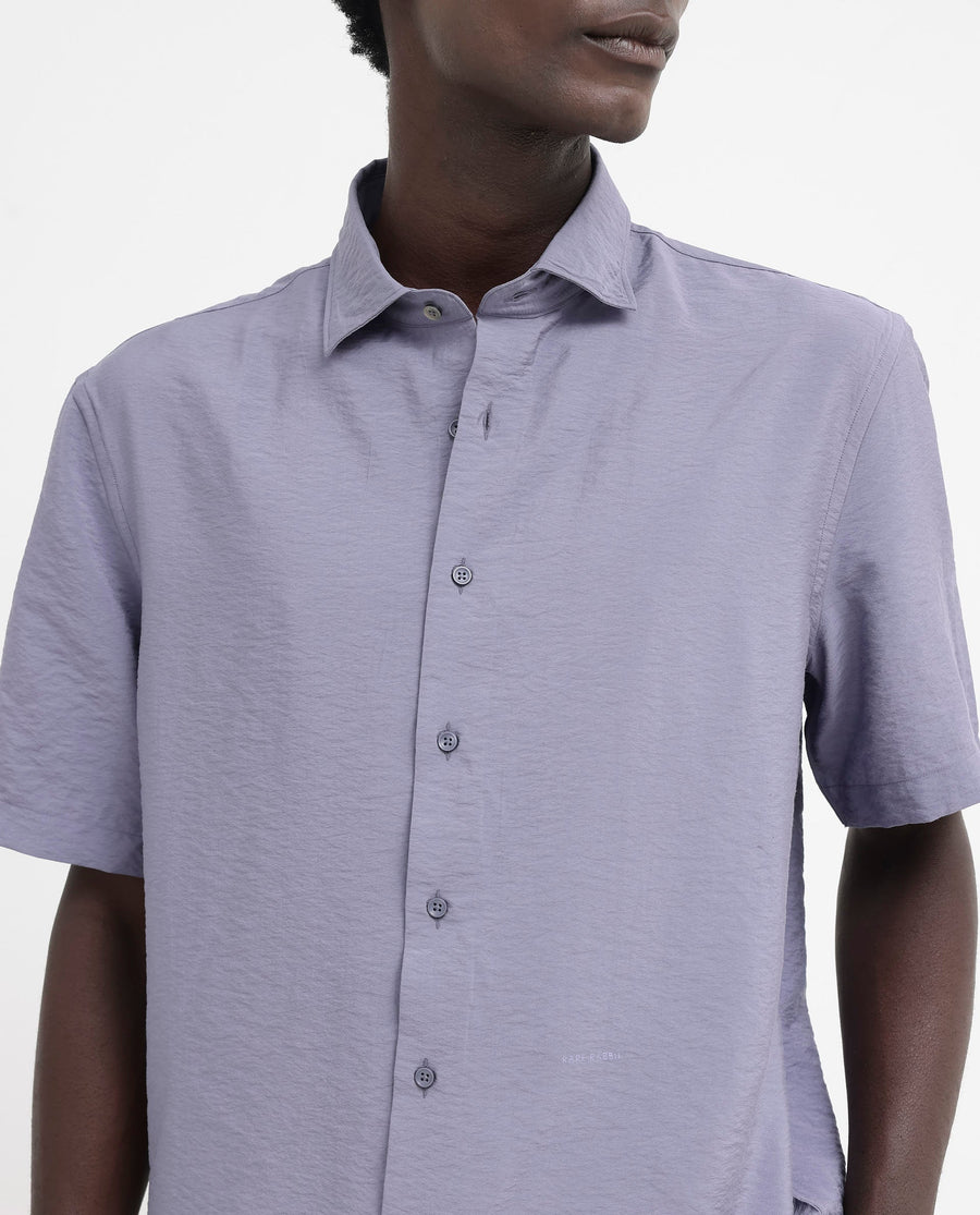 Rare Rabbit Men's Flo Dusky Purple Viscose Textured Boxy Fit Half Sleeve Collared Shirt
