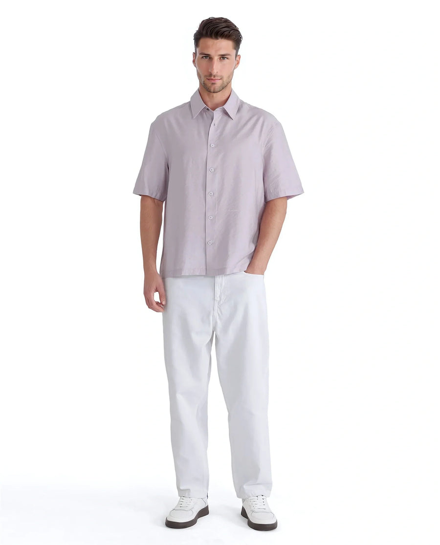 Rare Rabbit Men's Flo Light Pink Viscose Blend Plain Boxy Fit Half Sleeve Collared Shirt
