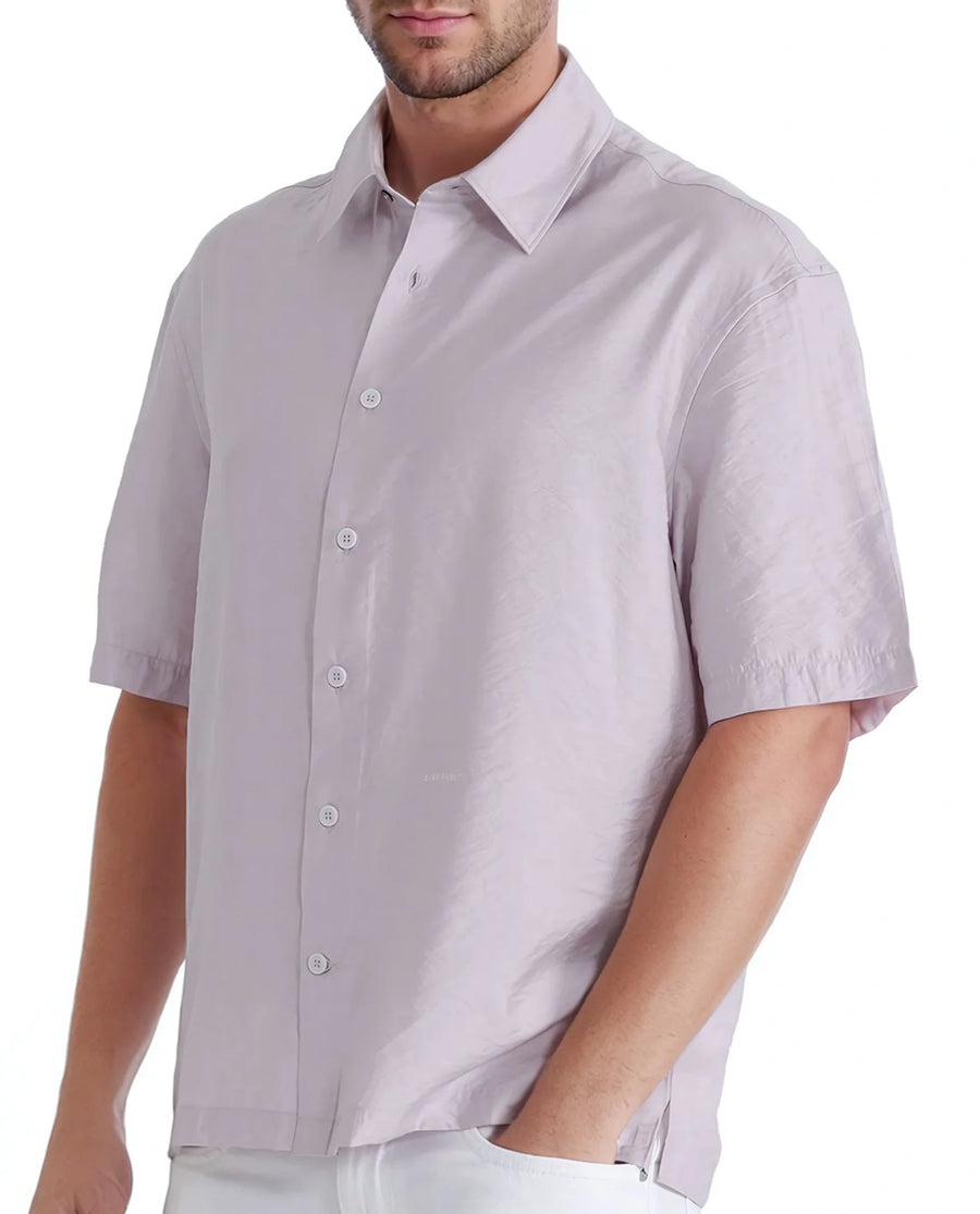 Rare Rabbit Men's Flo Light Pink Viscose Blend Plain Boxy Fit Half Sleeve Collared Shirt