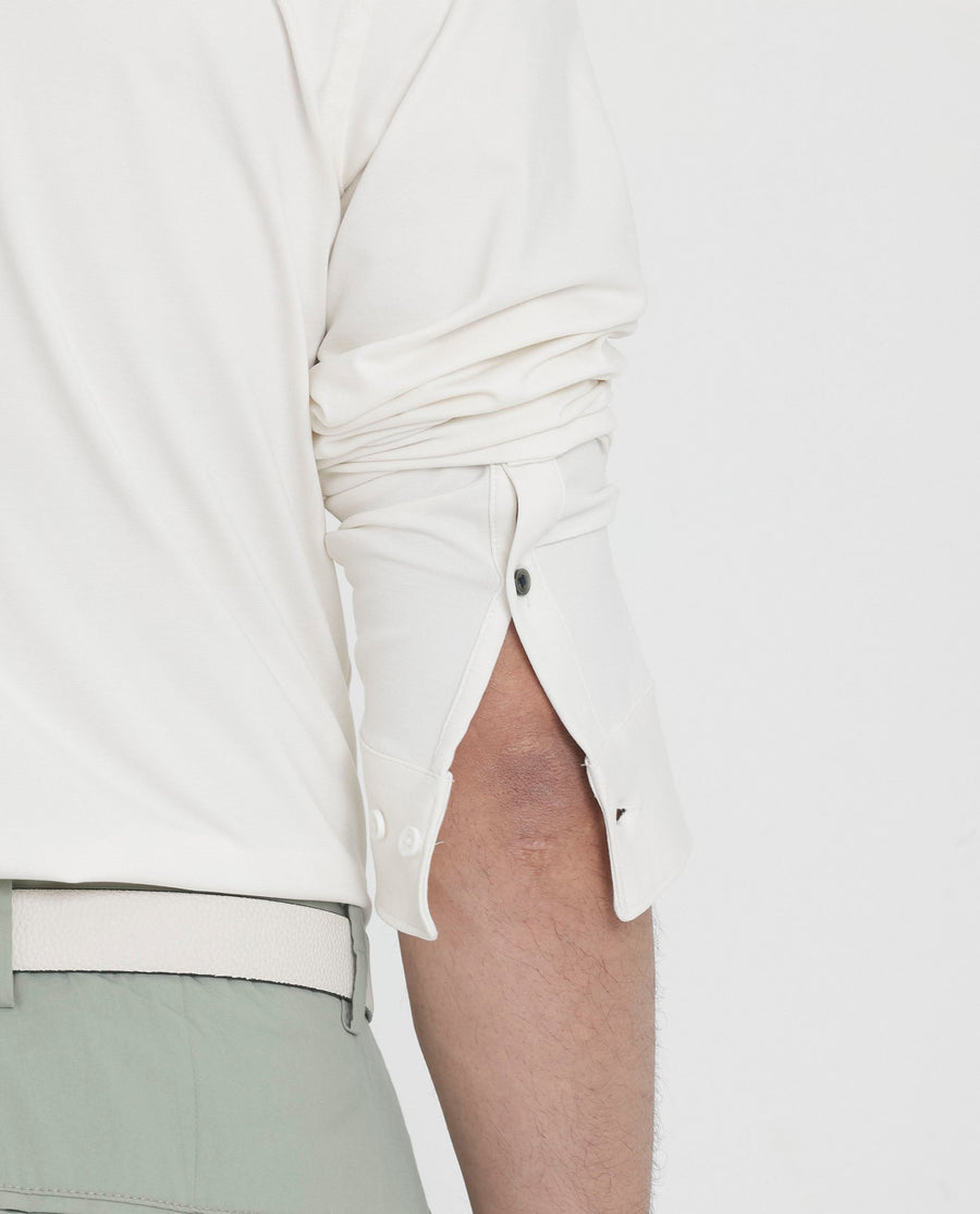 Rare Rabbit Men's Flyknit Off White Cotton Plain Regular Fit Full Sleeve Collared Shirt