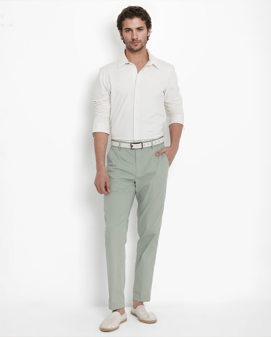 Rare Rabbit Men's Flyknit Off White Cotton Plain Regular Fit Full Sleeve Collared Shirt
