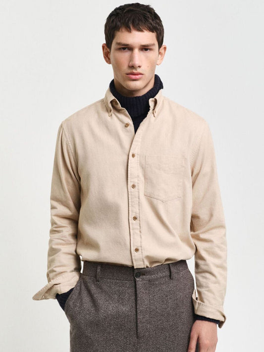 GANT Men Button-Down Collar Solid Cotton Casual Shirt