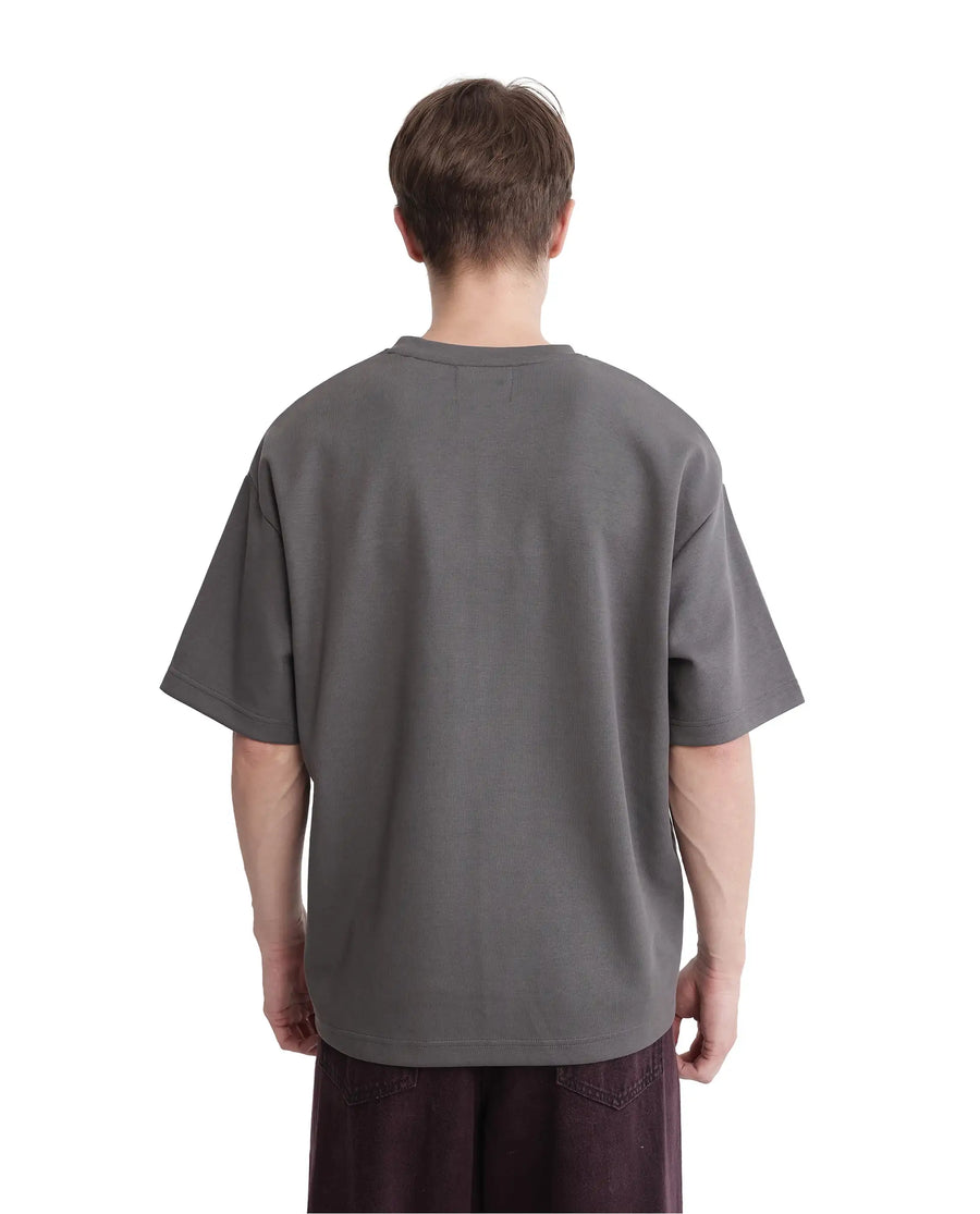 Rare Rabbit Men's Fonz Dark Grey Cotton Blend Graphic Print Oversized Fit Half Sleeve Crew Neck T-Shirt