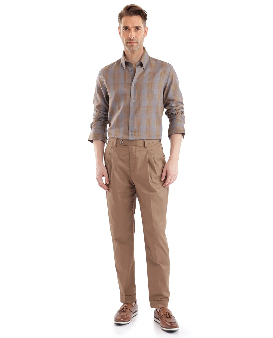 Rare Rabbit Men's Funto Dark Grey Cotton Checked Print Regular Fit Full Sleeve Collared Shirt