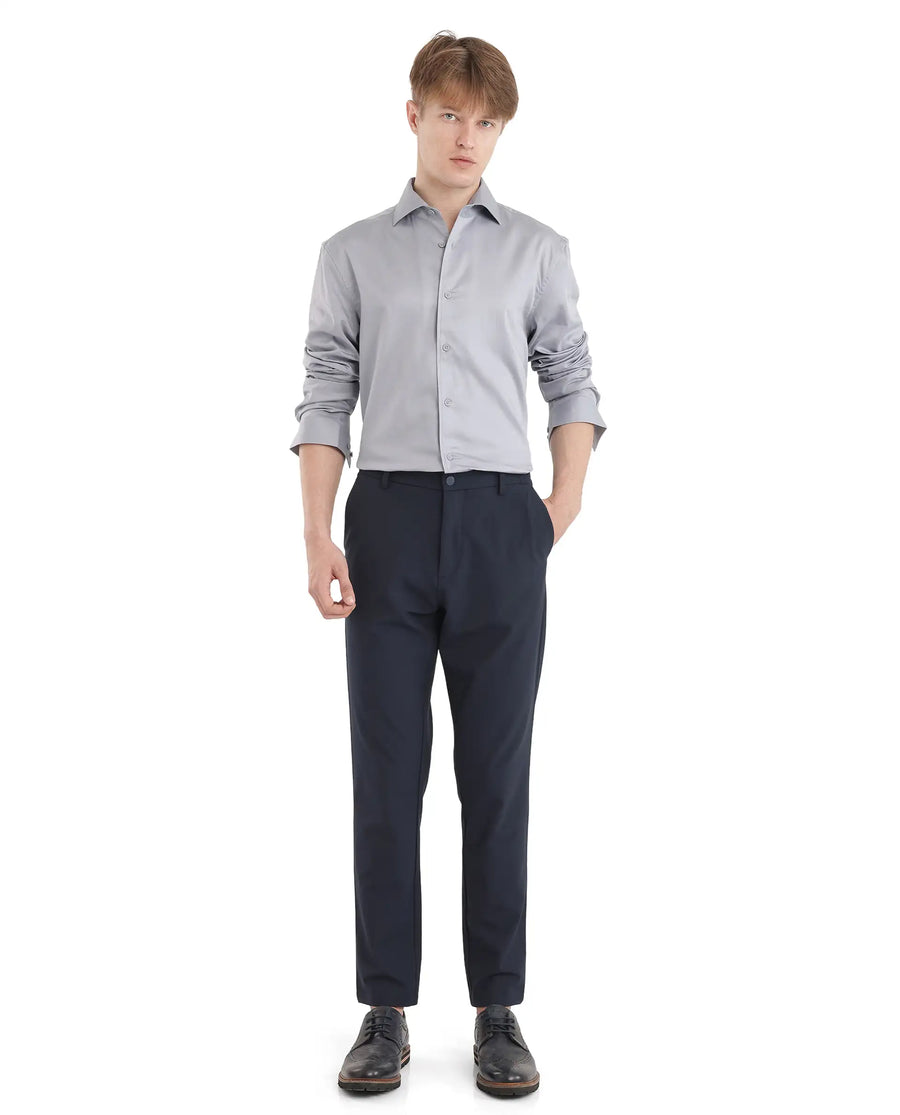 Rare Rabbit Men's Fury Light Blue Cotton Plain Relaxed Fit Full Sleeve Collared Shirt