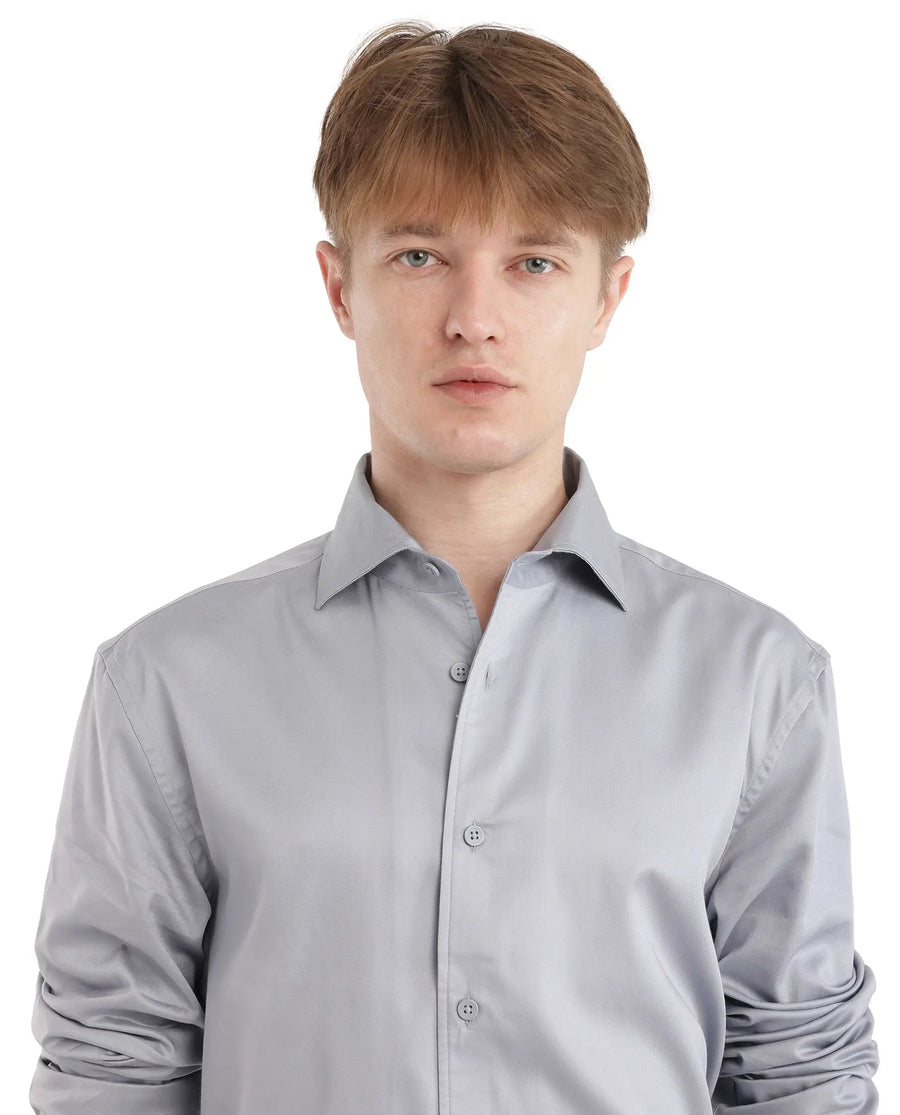 Rare Rabbit Men's Fury Light Blue Cotton Plain Relaxed Fit Full Sleeve Collared Shirt