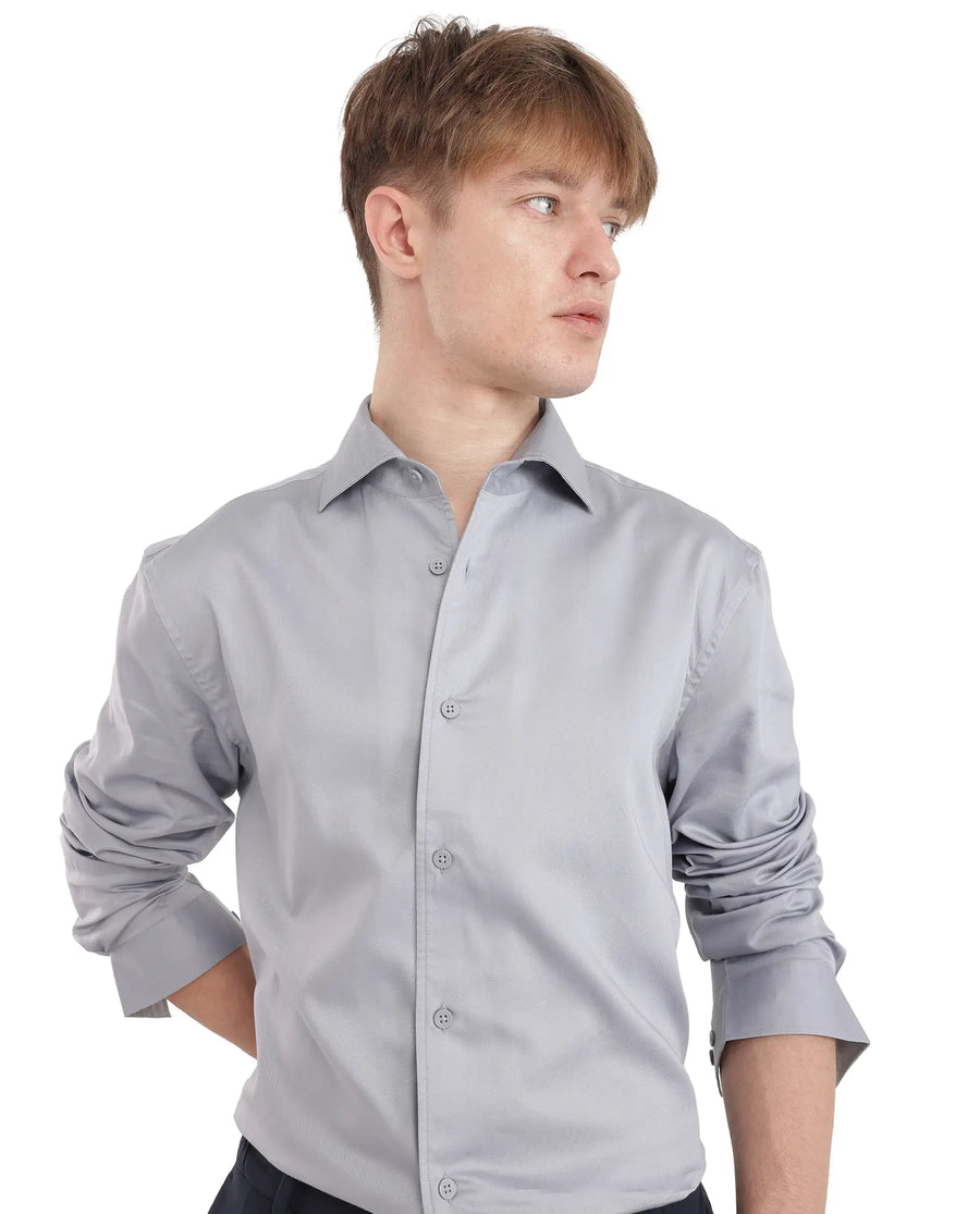 Rare Rabbit Men's Fury Light Blue Cotton Plain Relaxed Fit Full Sleeve Collared Shirt