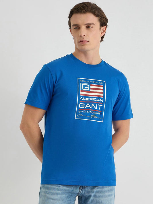 GANT Men Typography Printed Round Neck Cotton T-shirt