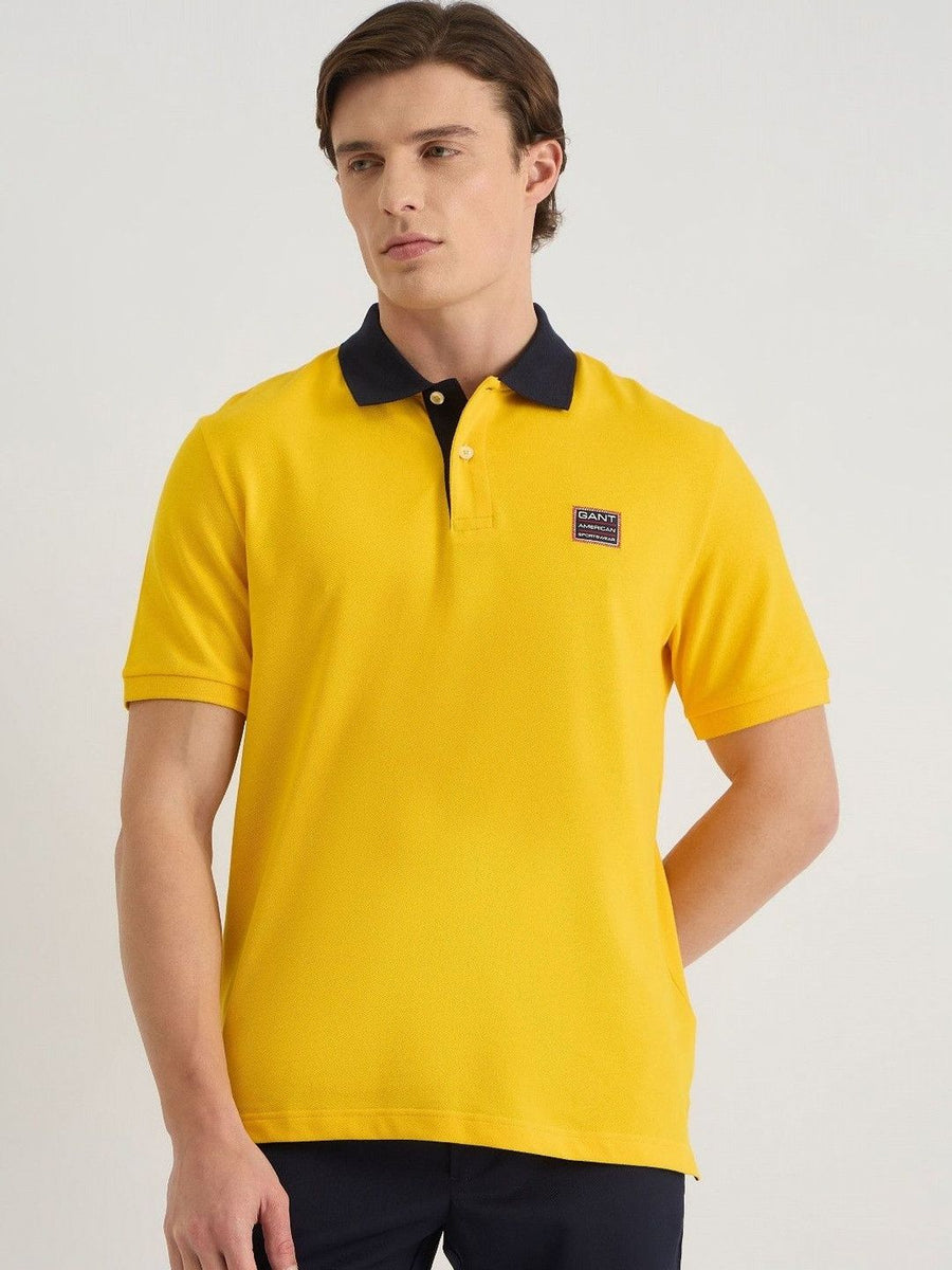 GANT Men Solid Short Sleeve Polo Collar T-Shirt