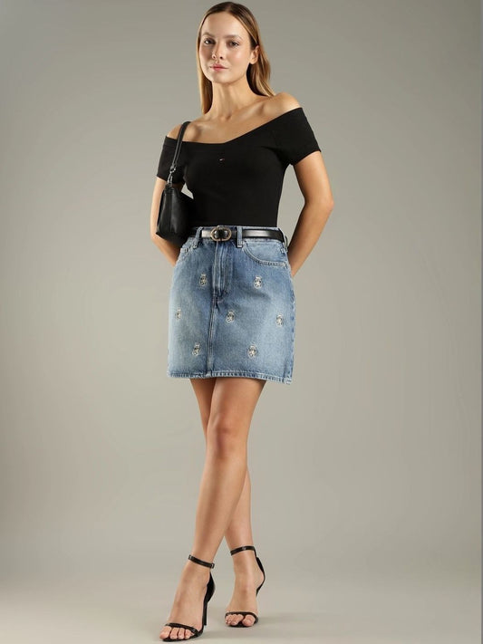 Tommy Hilfiger Women Cotton Cotton Cambric Washed Above Knee A-Line Skirt