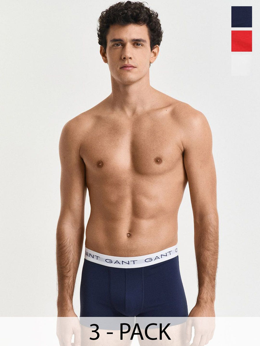 GANT Men Pack Of 3 Mid Rise Pure Trunks