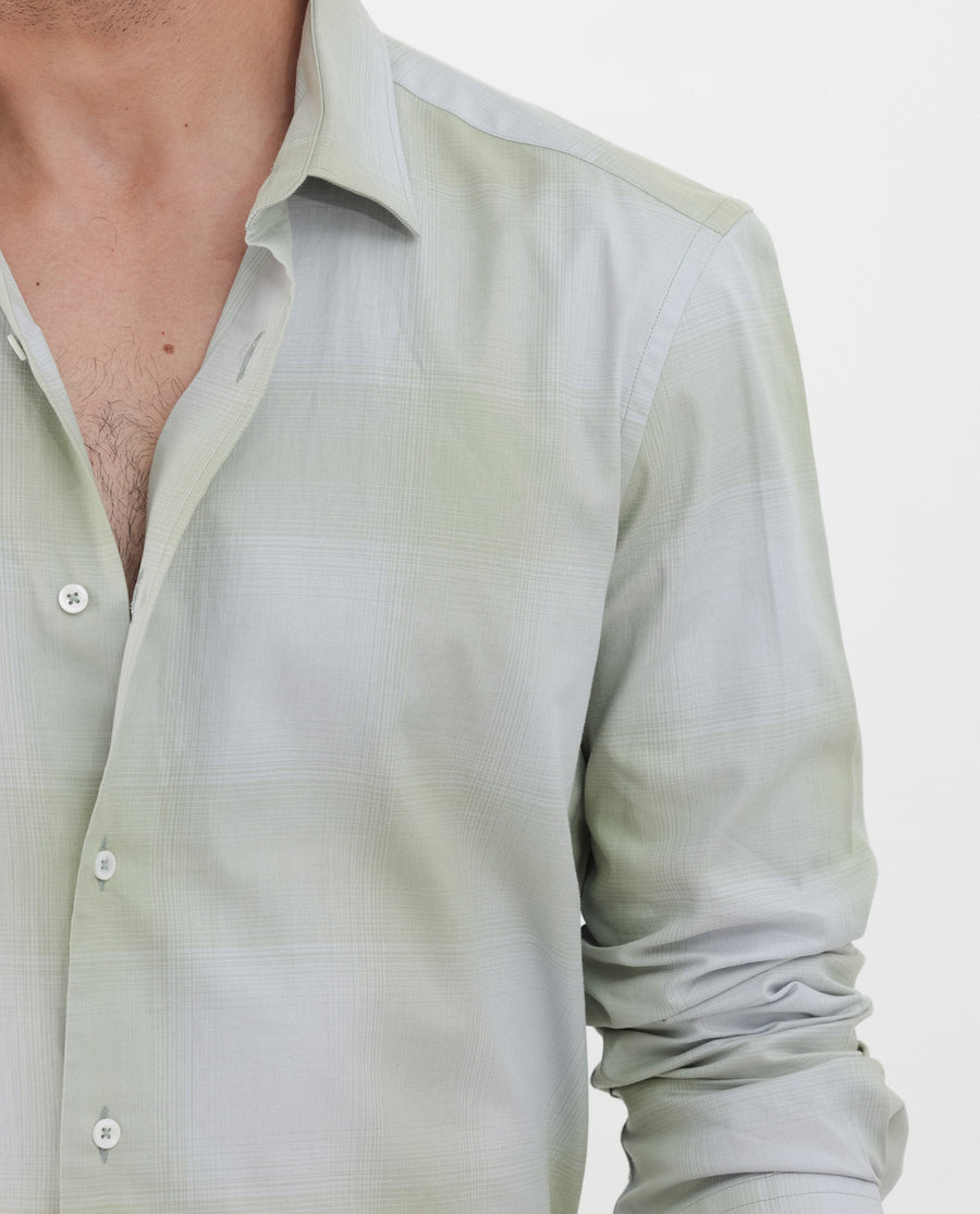 Rare Rabbit Men's Gabin Dusky Green Cotton Checked Print Regular Fit Full Sleeve Collared Shirt