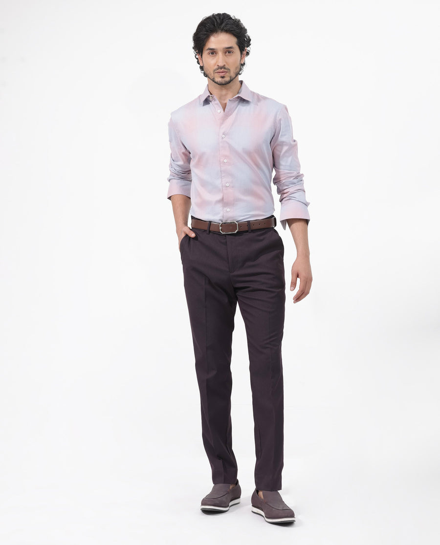 Rare Rabbit Men's Gabin Dusky Purple Cotton Checked Print Regular Fit Full Sleeve Collared Shirt