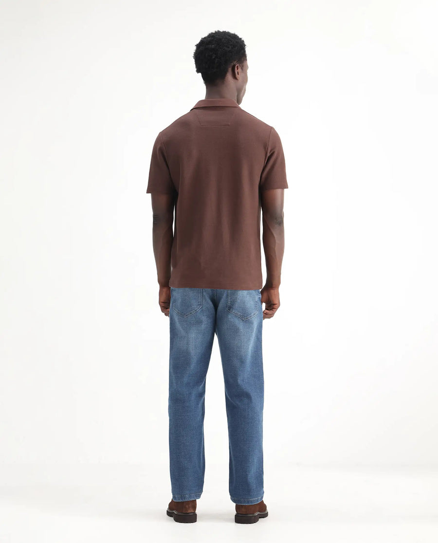 Rare Rabbit Men's Gala Blue Cotton Blend Plain Morris Regular Fit Jeans