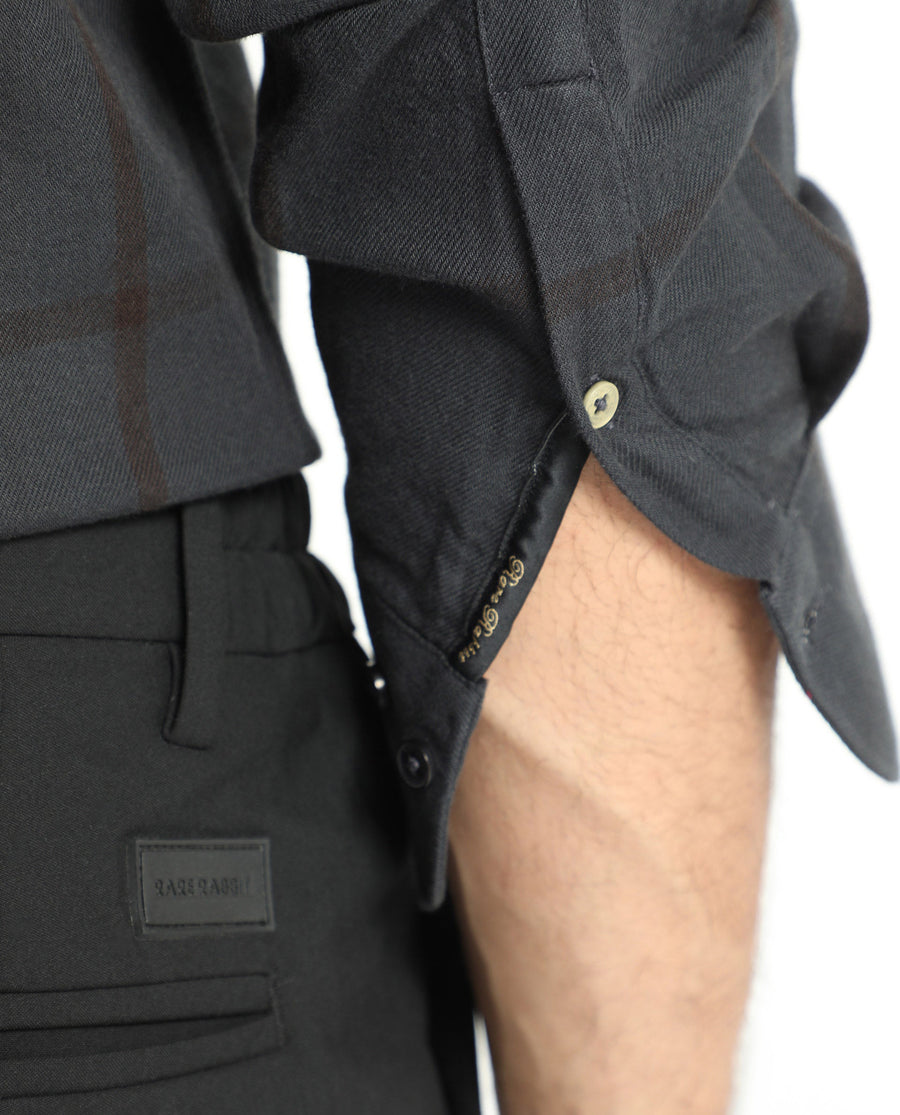 Rare Rabbit Men's Garteh Petrol Cotton Checked Print Regular Fit Full Sleeve Collared Shirt
