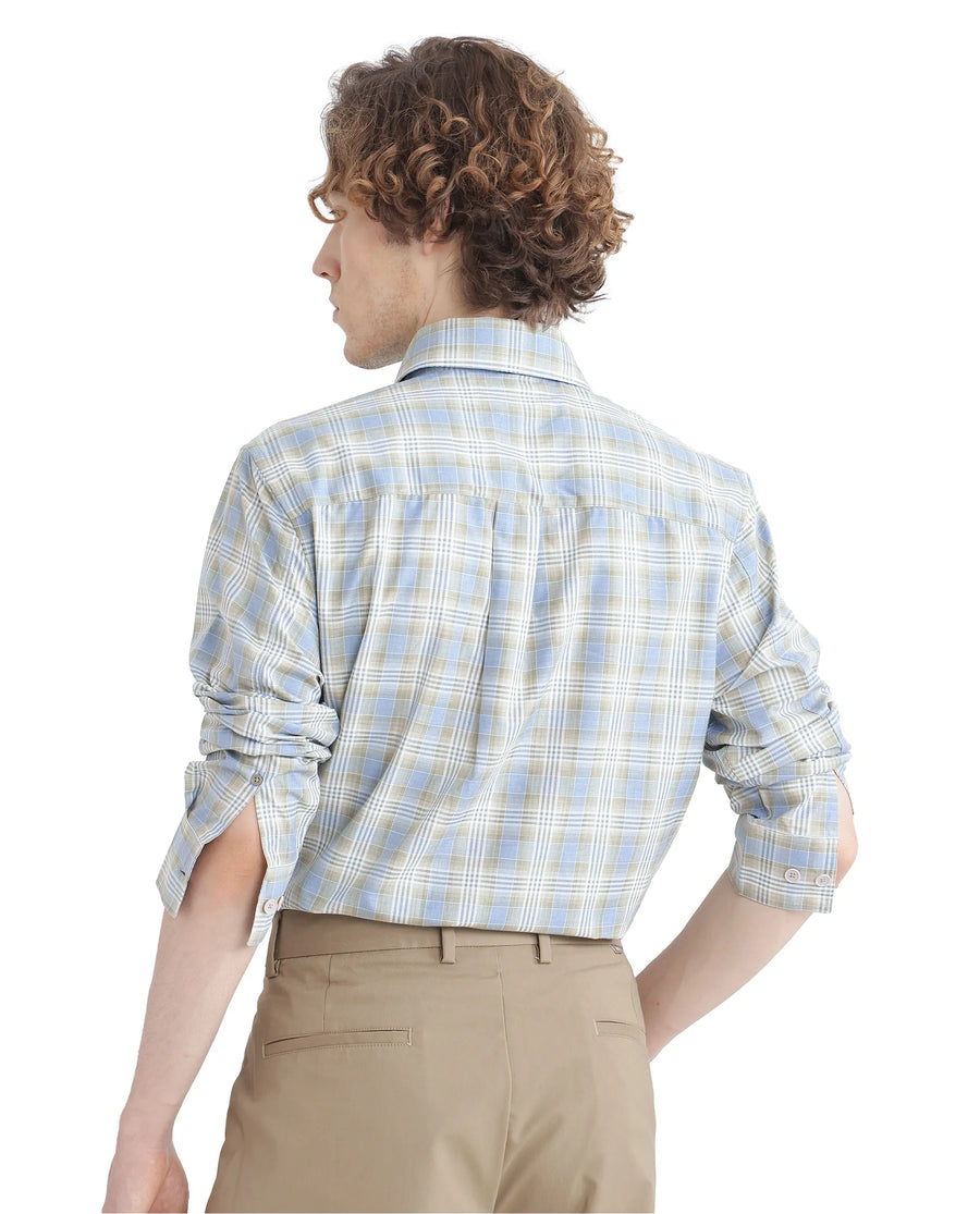 Rare Rabbit Men's Geko Pastel Green Cotton Checked Print Regular Fit Full Sleeve Collared Shirt