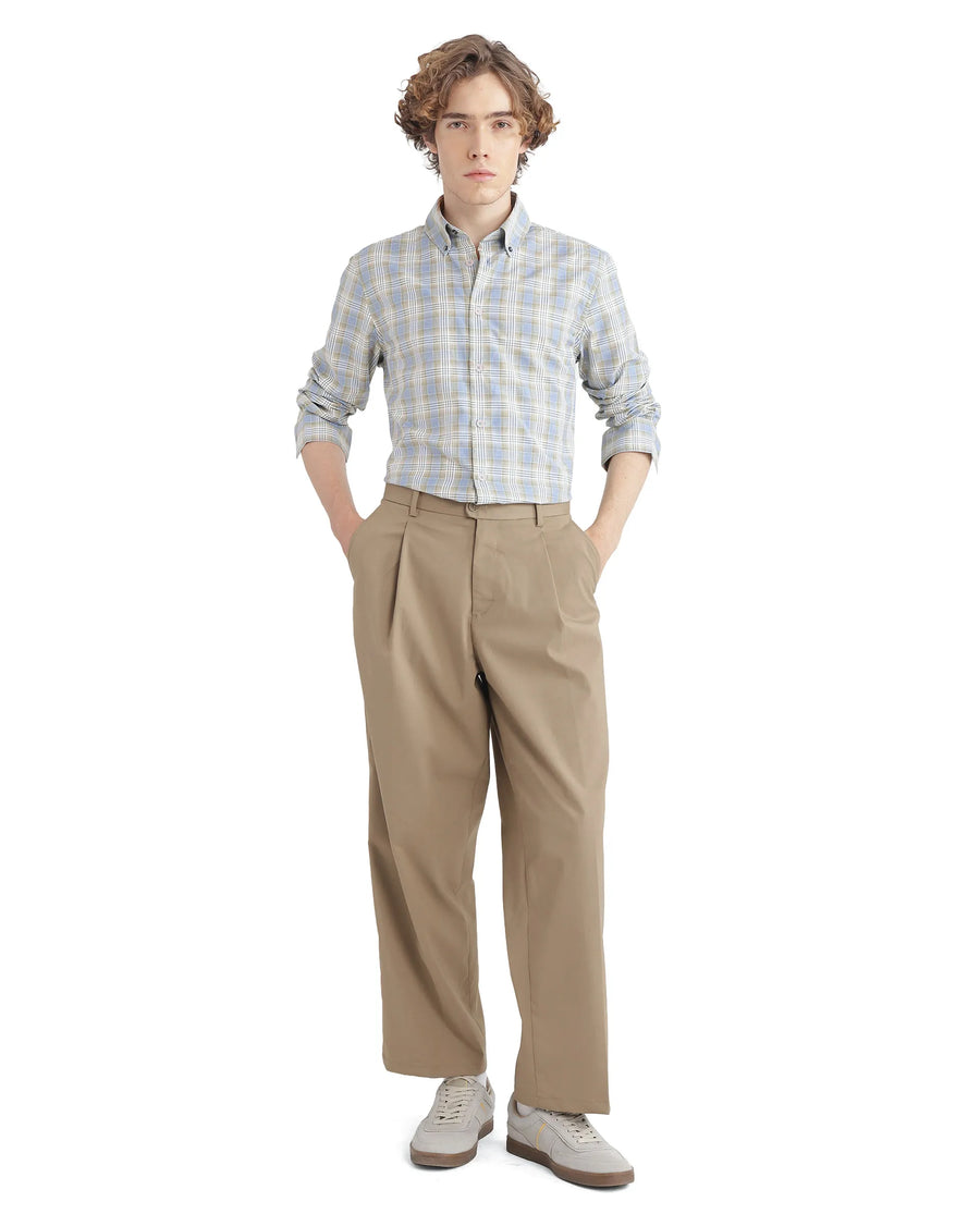 Rare Rabbit Men's Geko Pastel Green Cotton Checked Print Regular Fit Full Sleeve Collared Shirt