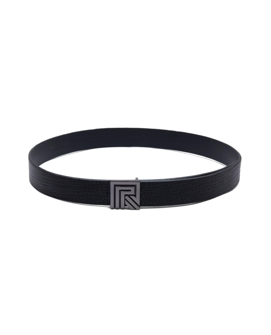 Rare Rabbit Men Geous Black Leather Belt