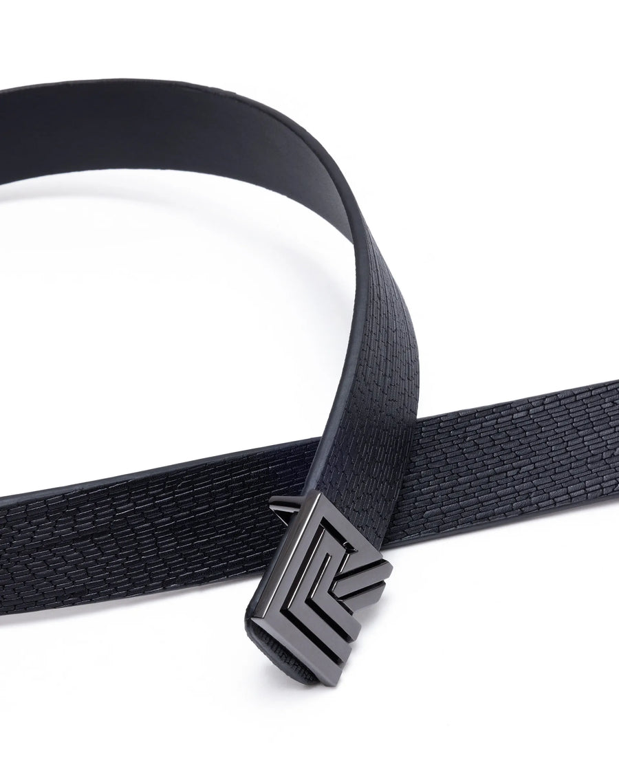 Rare Rabbit Men Geous Black Leather Belt