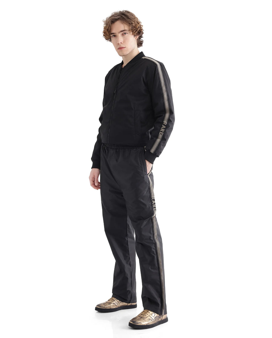 Rare Rabbit Men's Ghana-B Black Cotton Plain Regular Fit Track Pant