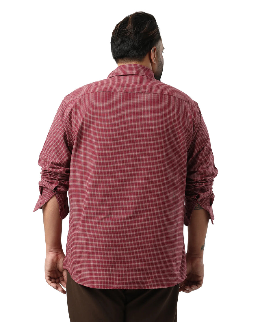Rare Rabbit Men's Ging Big Red Cotton Fabric Full Sleeves Collared Neck Button Closure Checked Shirt