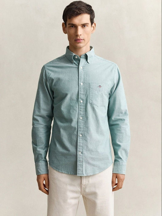 Gant Men Green Solid Regular Fit Classic Oxford Shirt