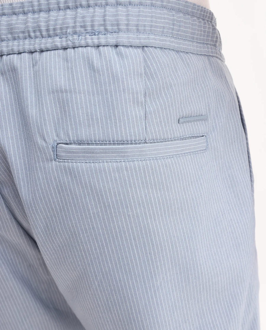 Rare Rabbit Men's Glew Pastel Blue Cotton Striped Print Regular Fit Trouser