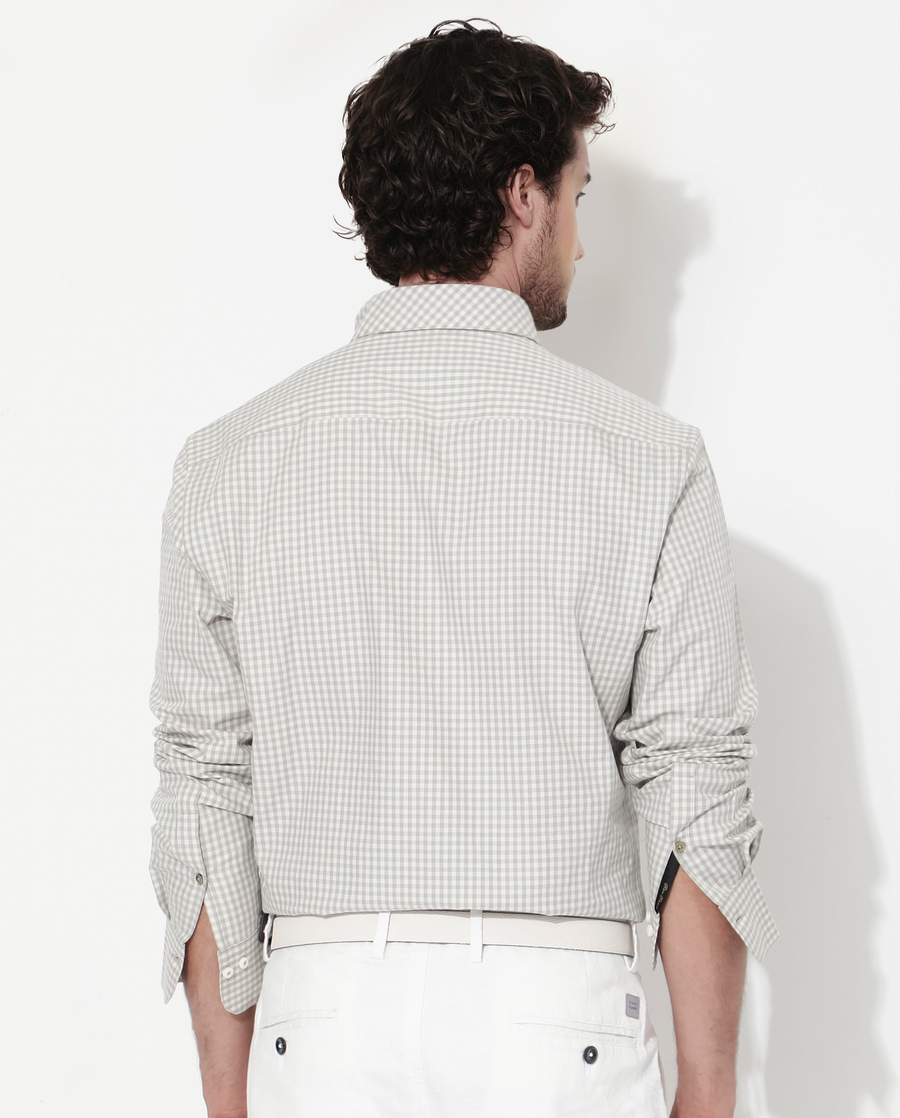 Rare Rabbit Men's Grino Grey Cotton Checked Print Regular Fit Full Sleeve Collared Shirt