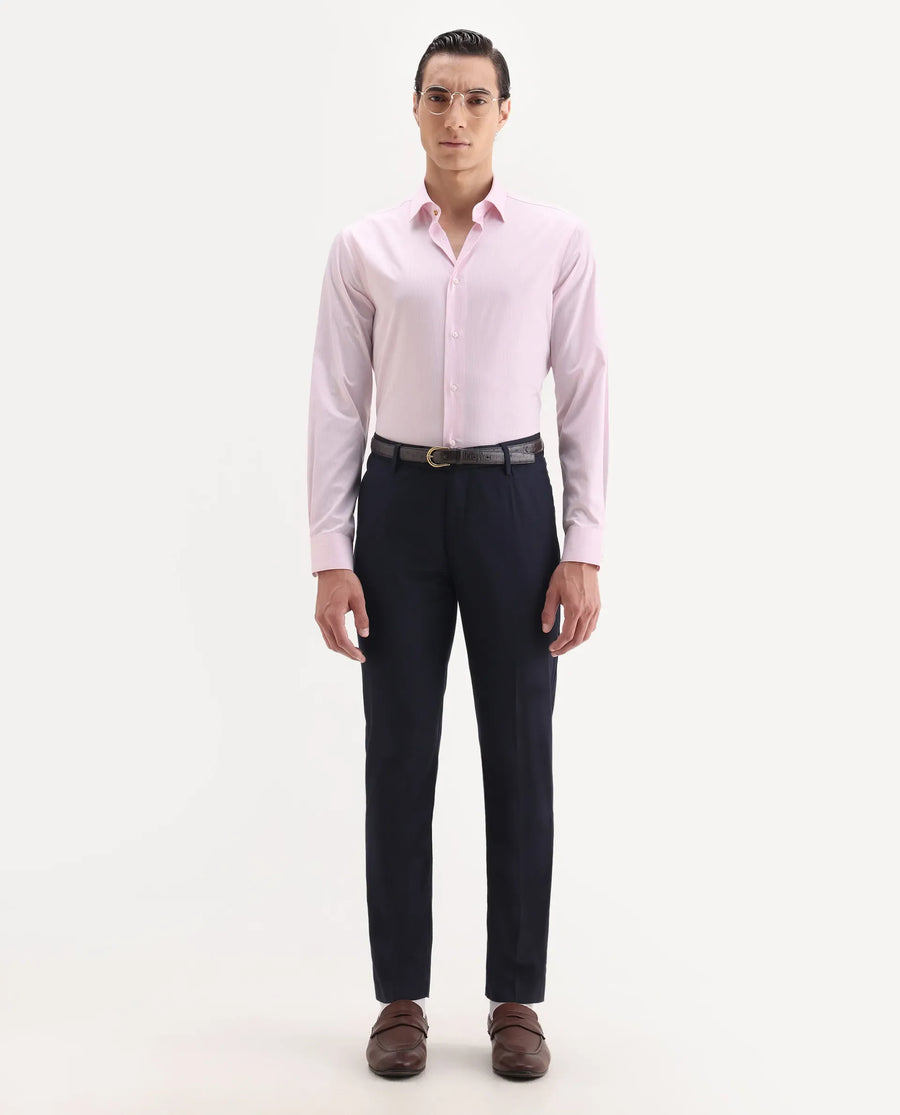 Rare Rabbit Men's Grol Pink Cotton Blend Fabric Collared Neck Regular Fit Striped Shirt