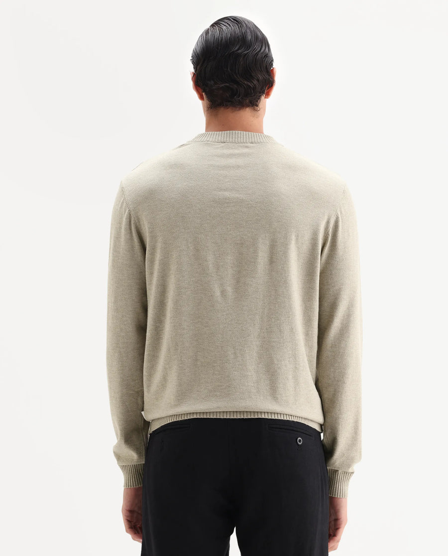 Rare Rabbit Men's Gron Beige Polyester Blend Fabric Full Sleeve Crew Neck Textured Sweater