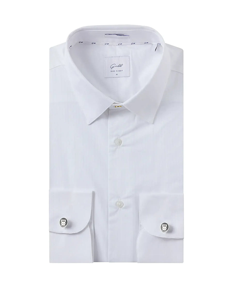 Rare Rabbit Men's Brisc White Cotton Plain Regular Fit Full Sleeve Collared Shirt