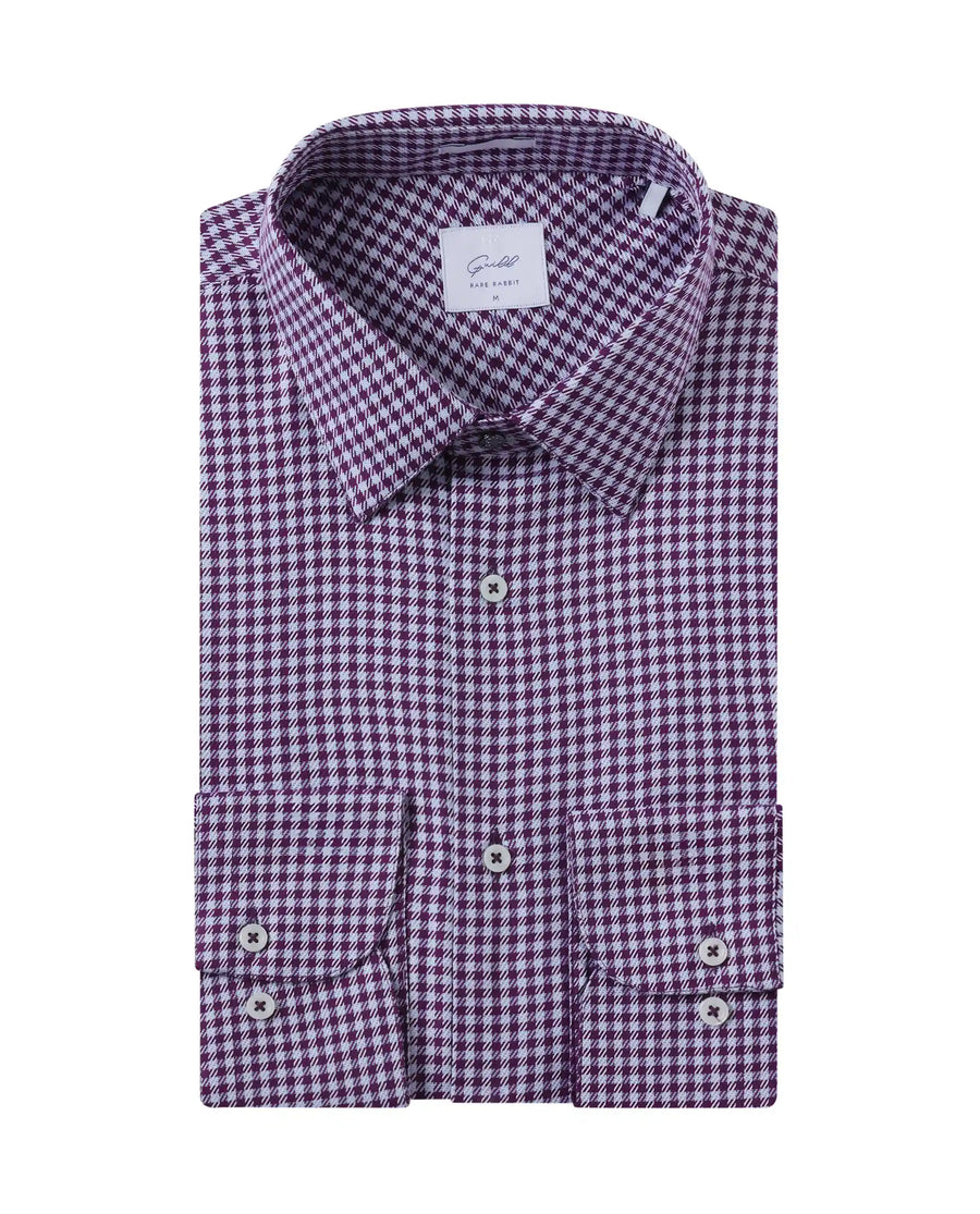 Rare Rabbit Men's Mester Dark Purple Cotton Blend Checked Print Regular Fit Full Sleeve Collared Shirt