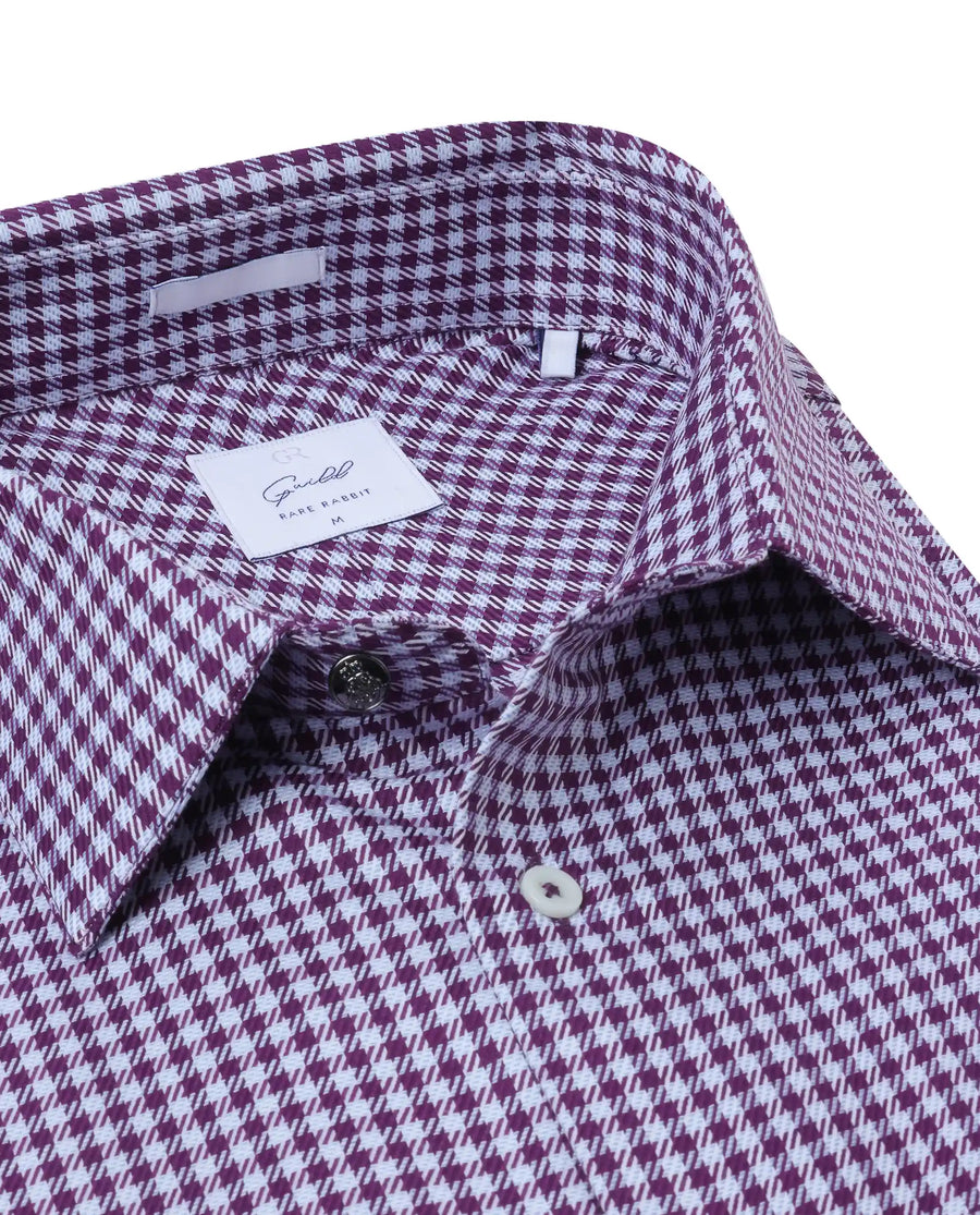 Rare Rabbit Men's Mester Dark Purple Cotton Blend Checked Print Regular Fit Full Sleeve Collared Shirt