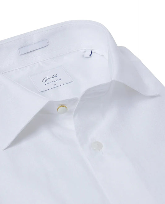 Rare Rabbit Men's Nello White Cotton Blend Plain Regular Fit Full Sleeve Collared Shirt