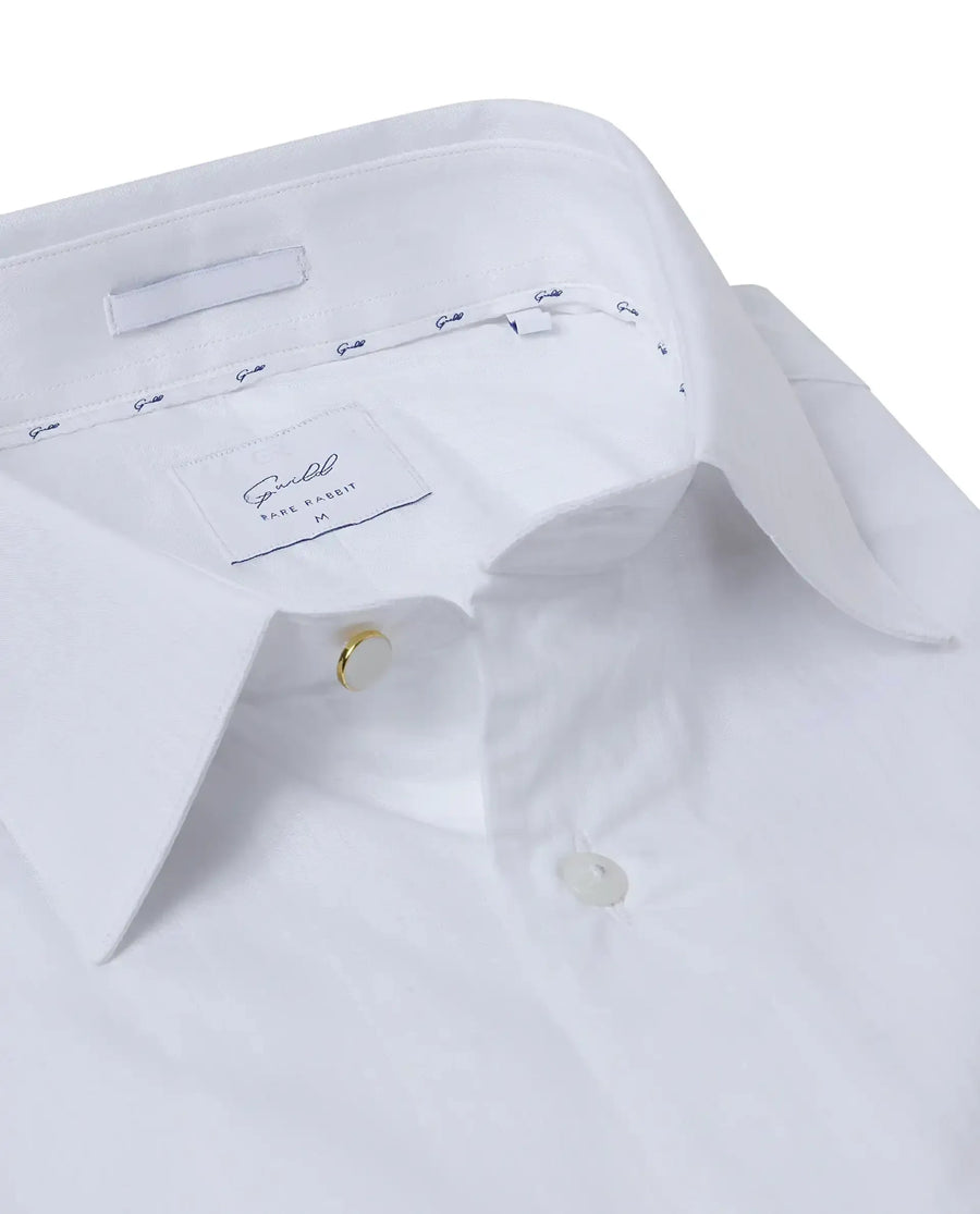 Rare Rabbit Men's Brisc White Cotton Plain Regular Fit Full Sleeve Collared Shirt