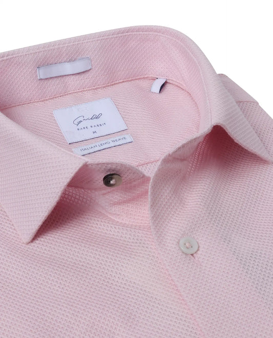 Rare Rabbit Men's Astron Pastel Pink Cotton Textured Regular Fit Full Sleeve Collared Shirt