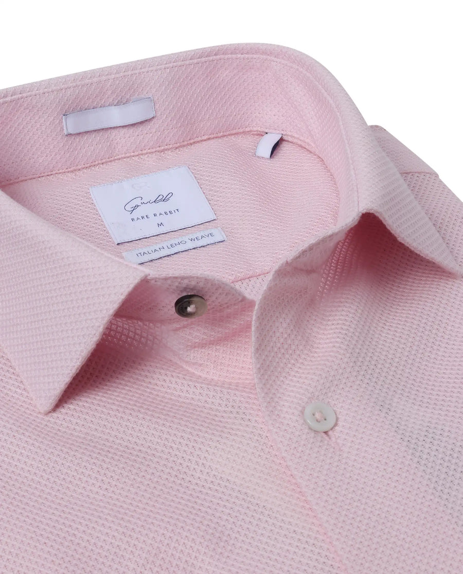 Rare Rabbit Men's Astron Pastel Pink Cotton Textured Regular Fit Full Sleeve Collared Shirt