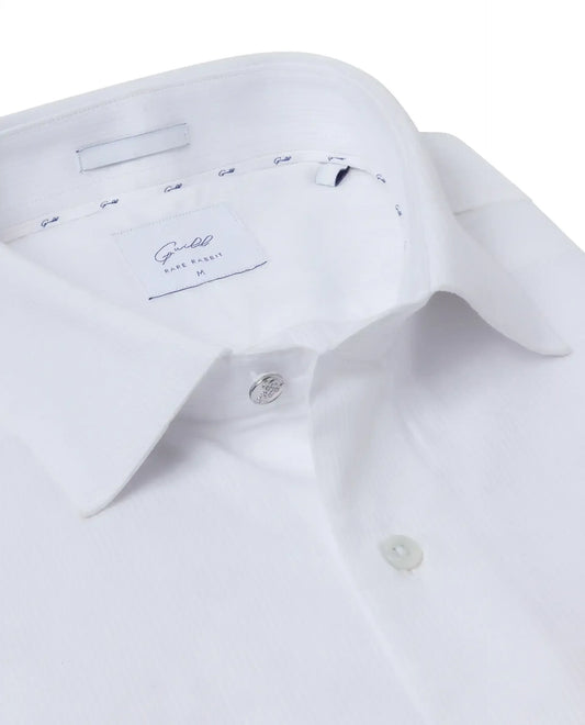 Rare Rabbit Men's Bovec White Cotton Textured Regular Fit Full Sleeve Collared Shirt