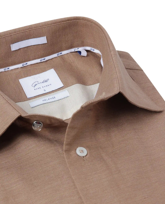 Rare Rabbit Men's Forde Dusky Peach Cotton Plain Regular Fit Full Sleeve Collared Shirt
