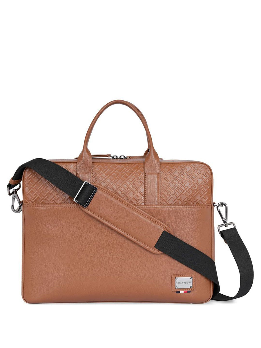 Tommy Hilfiger Unisex Colourblocked Leather Laptop Bag