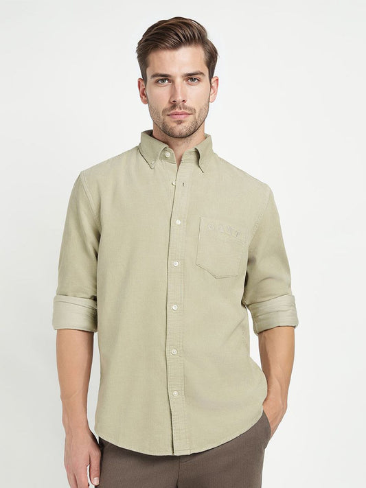 GANT Men Relaxed Fit Textured Button-Down Collar Pure Cotton Casual Shirt