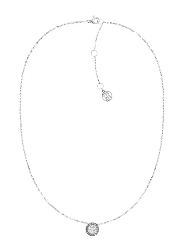 Tommy Hilfiger Silver-Plated Stone Studded Pendant with Chain