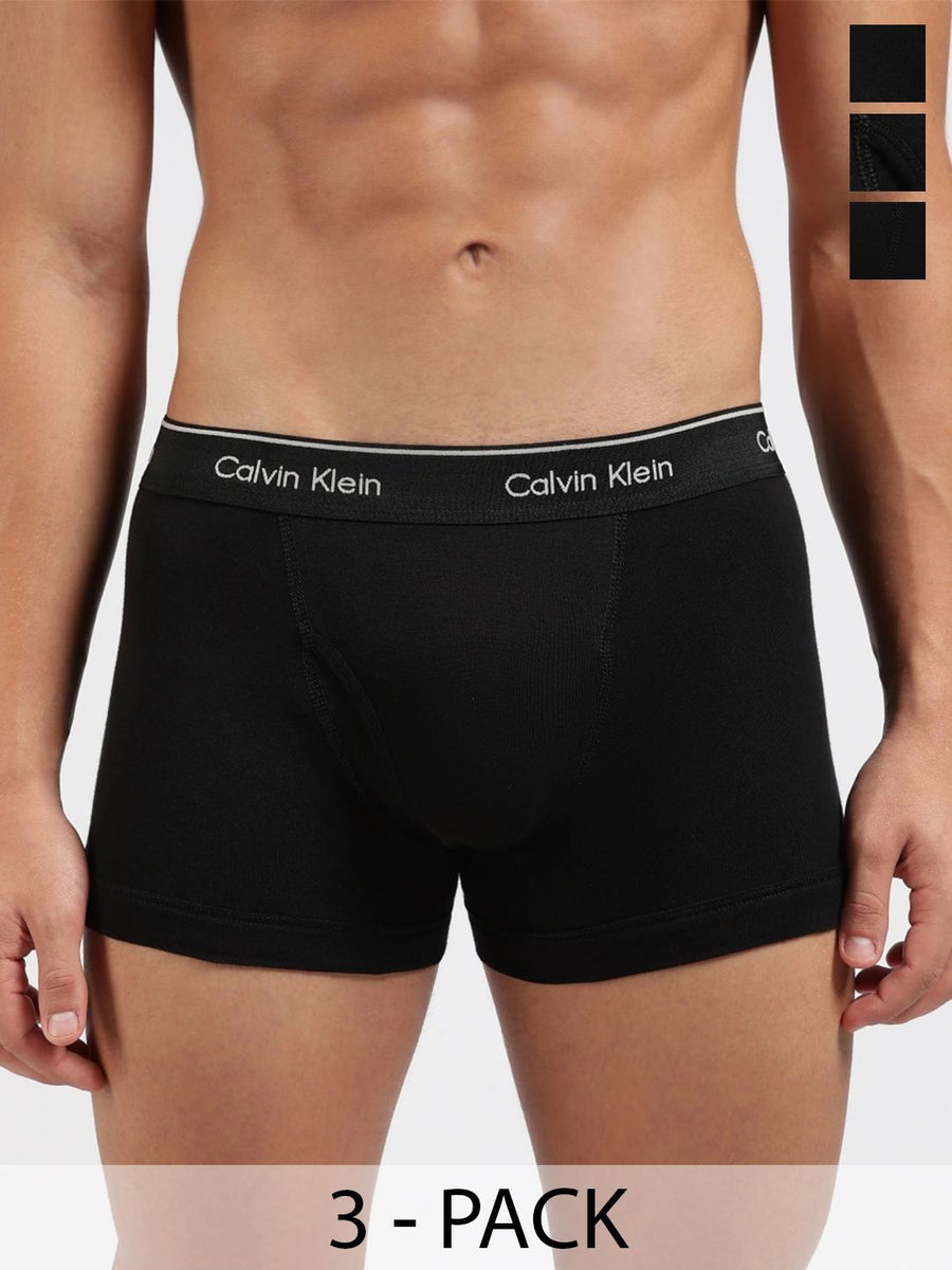 Calvin Klein Underwear Pack of 3 Cotton Blend Assorted Solid Trunks